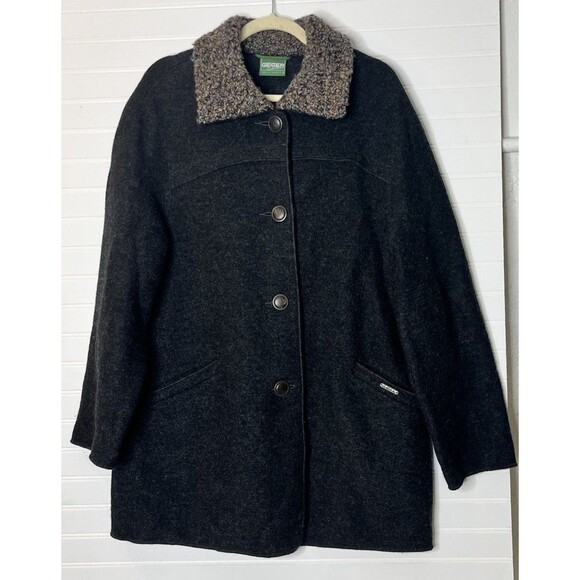 Geiger Womens Pure Wool Pea Coat 100% Wool From Austria Size 42 Black - Picture 1 of 13